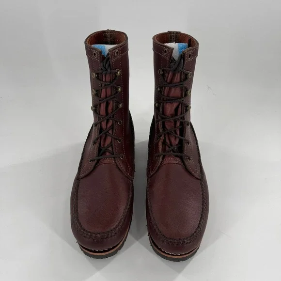 Gokey Upland Mens Handmade Brown Leather Lace Up Moc Toe Work Boots USA Sz 10 - Picture 5 of 10